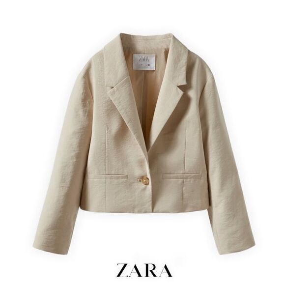 ZARA Kids | Ecru | CROP BLAZER - Picture 1 of 5